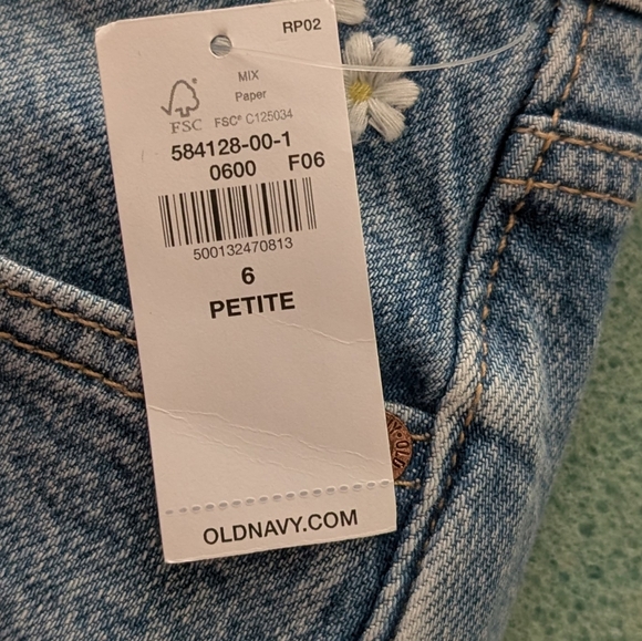 Old Navy Blue Floral Embroidered Wide Leg Jeans - Picture 5 of 6